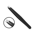 Professional Black Eyebrow Tweezers - Slanted Stainless Steel - Hair Beauty Tool